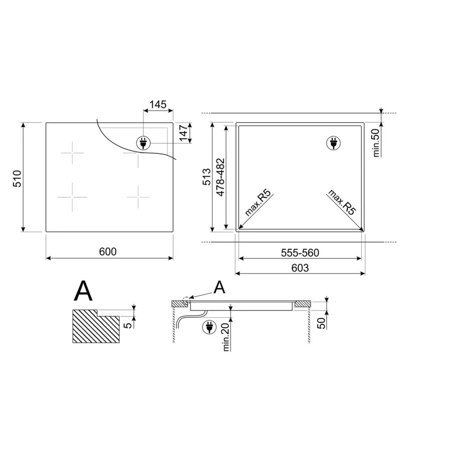 Варочная панель индукционная SMEG SI4642D 60 см, прямой край
