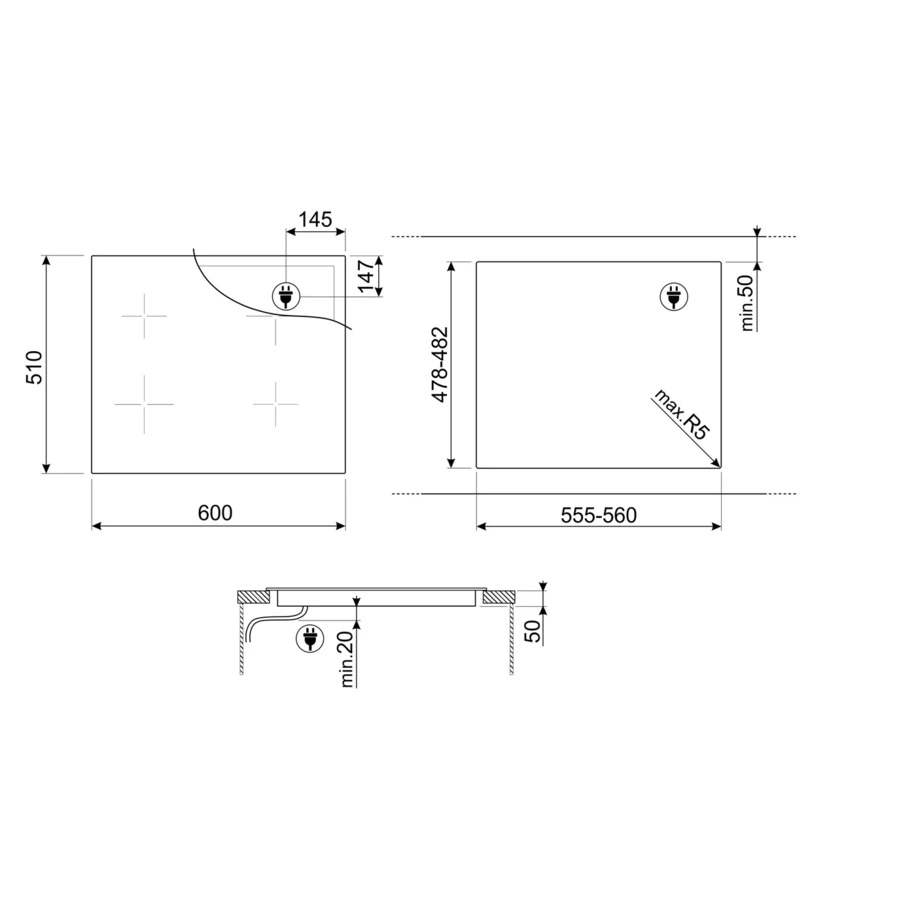 Варочная панель индукционная SMEG SI4642D 60 см, прямой край