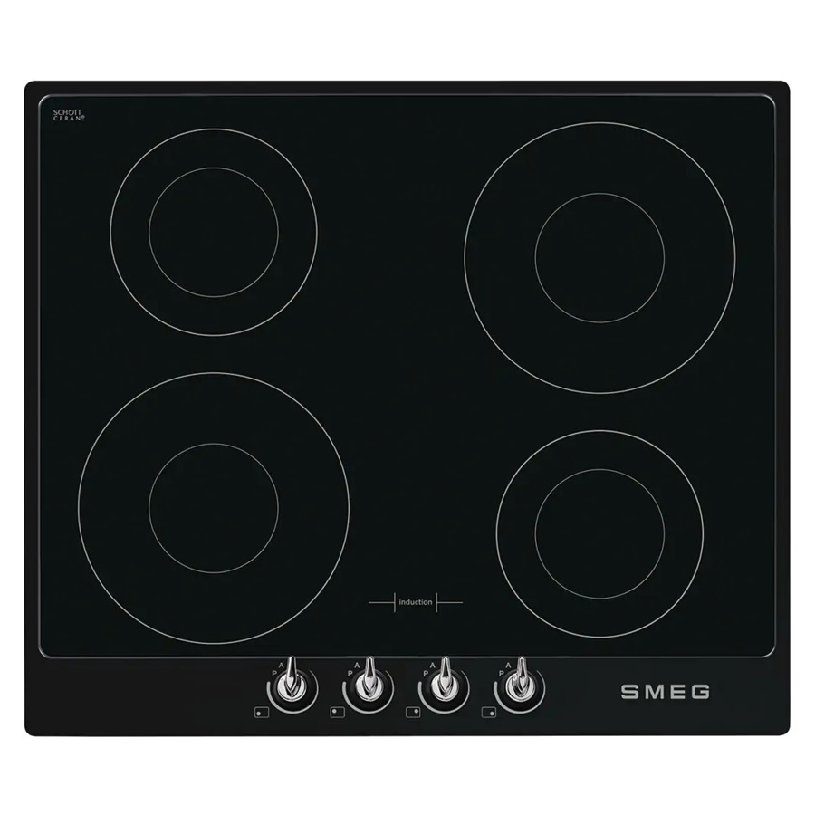 Варочная панель индукционная SMEG SI964NM Victoria 60 см, черная, фурнитура Victoria