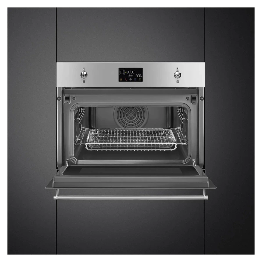 Духовой шкаф с пароваркой 11 функций SMEG SO4302M1X Classica 60х45 см, сталь от отпечатков