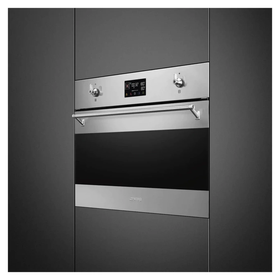 Духовой шкаф с СВЧ 12 функций SMEG SO4302S3X Classica 60х45 см, сталь от отпечатков