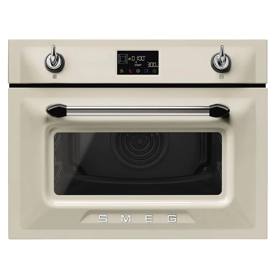 Духовой шкаф с СВЧ 11 функций SMEG SO4902M1P Victoria 60х45 см, кремовый