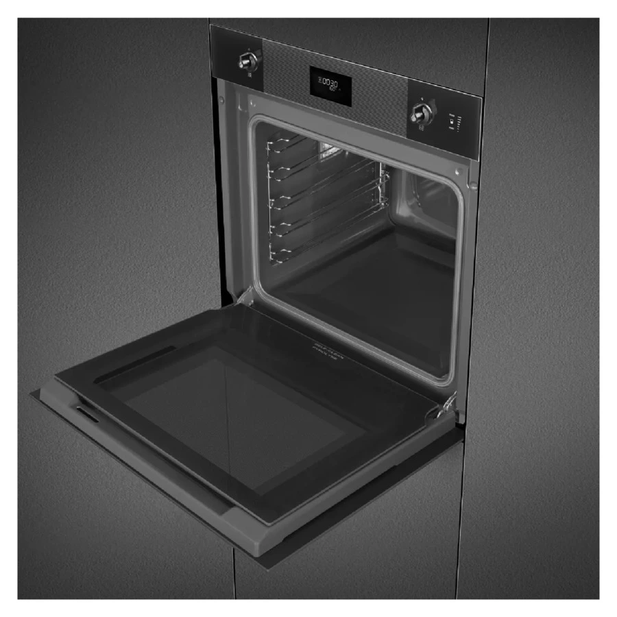 Духовой шкаф с паром 11 функций SMEG SO6101S2B3 Linea 60 см, стекло Deep Black