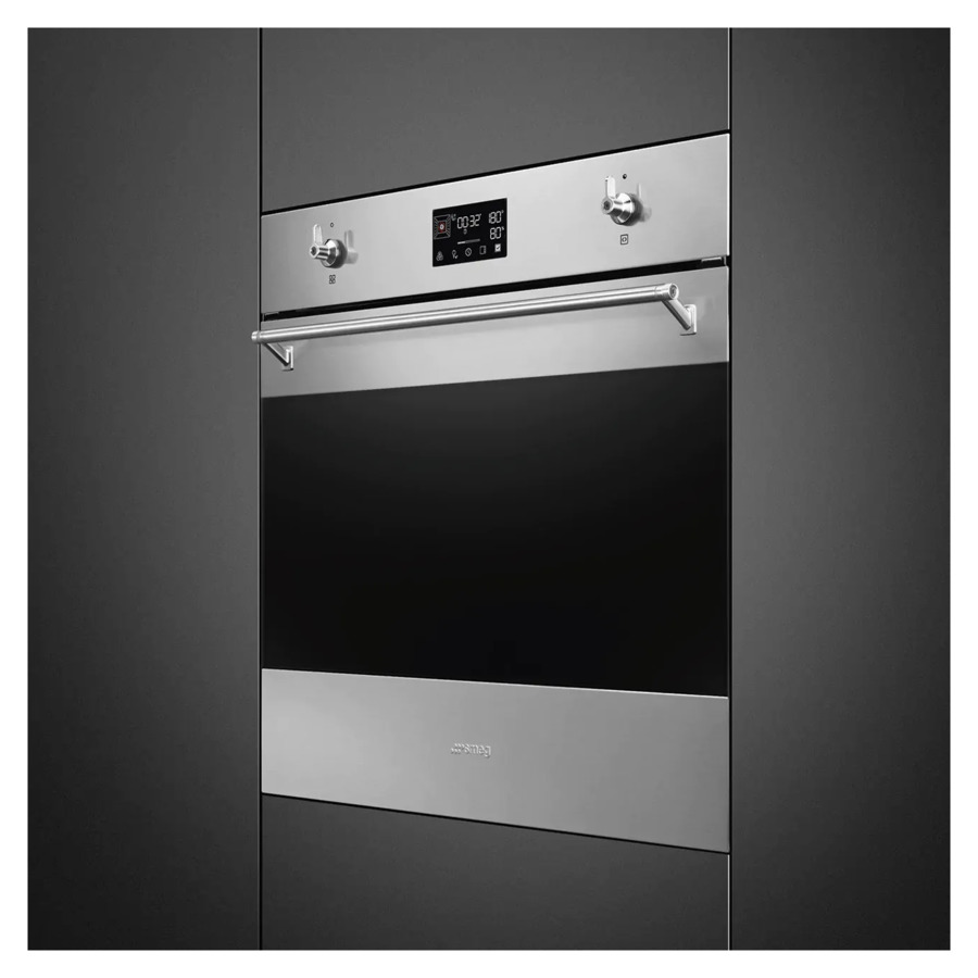 Духовой шкаф с пароваркой 12 функций SMEG SO6302S3PX Classica 60 см, сталь от отпечатков