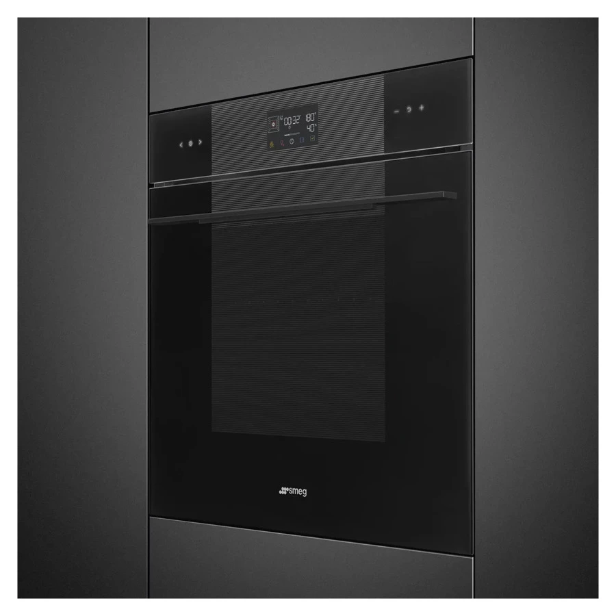 Духовой шкаф с пиролизом и паром 12 функций SMEG SOP6102S2PB3 Linea 60 см, стекло Deep Black