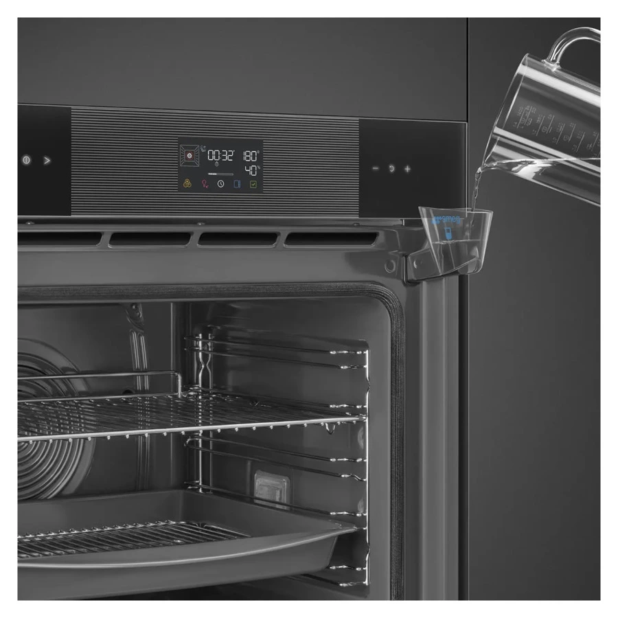 Духовой шкаф с пиролизом и паром 12 функций SMEG SOP6102S2PB3 Linea 60 см, стекло Deep Black
