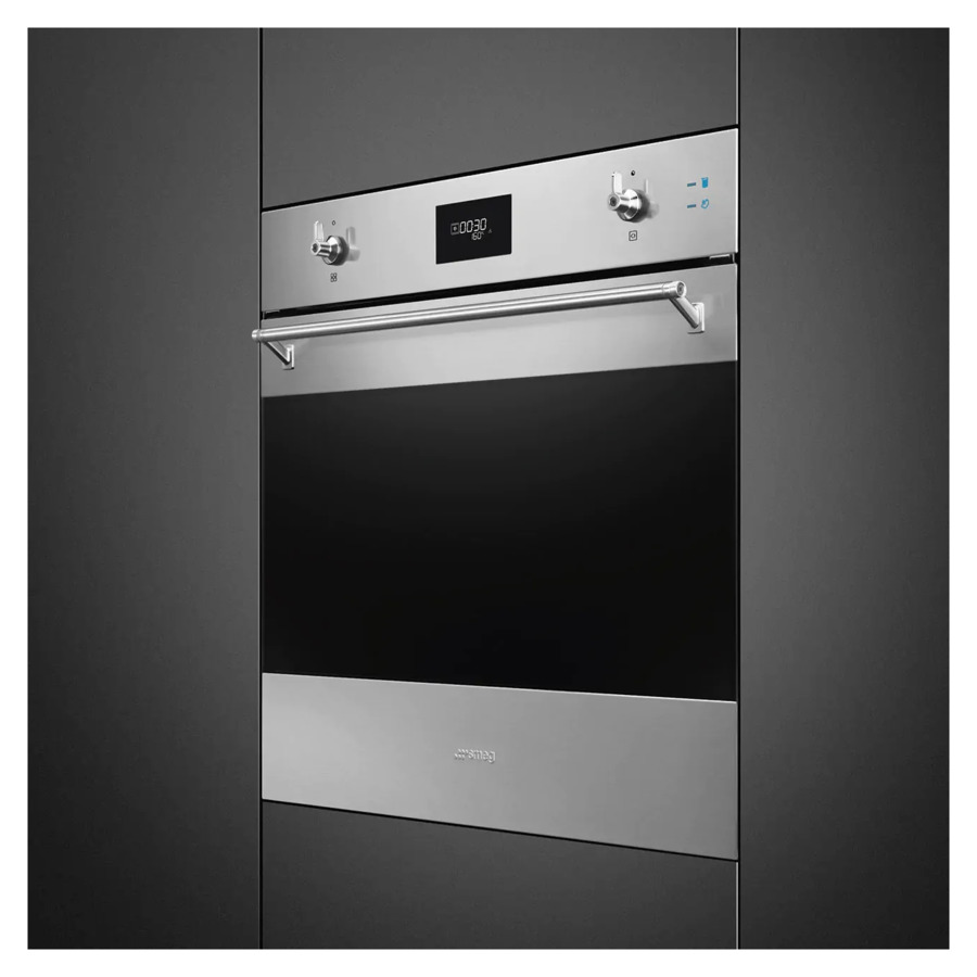 Духовой шкаф с пиролизом и паром 10 функций SMEG SOP6301S2X Classica 60 см, сталь от отпечатков