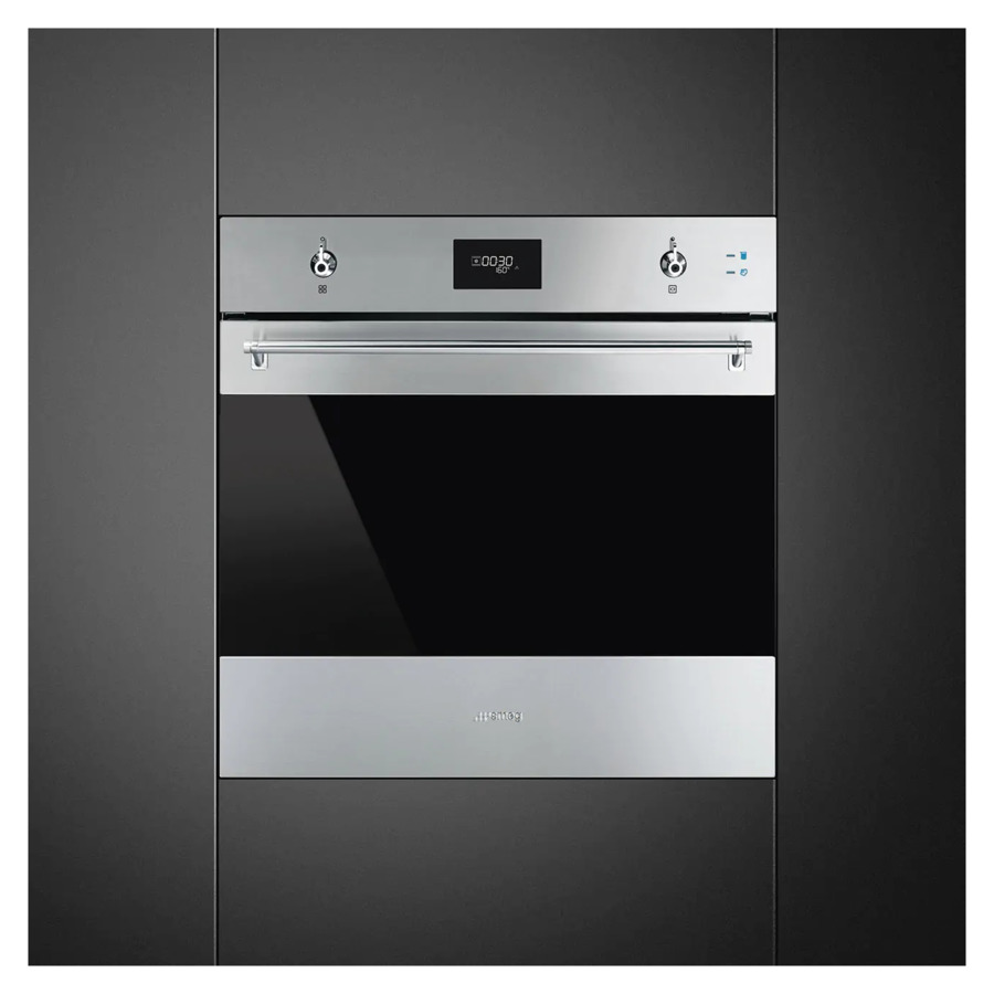 Духовой шкаф с пиролизом и паром 10 функций SMEG SOP6301S2X Classica 60 см, сталь от отпечатков