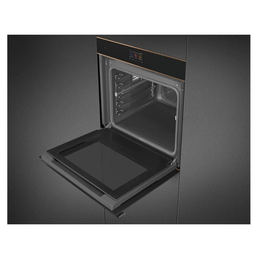 Духовой шкаф с пиролизом 10 функций SMEG SOP6604TPNR 60 см, черное стекло Eclipse