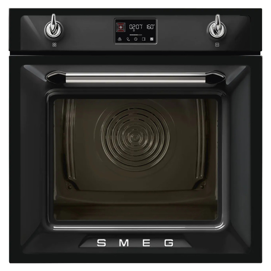 Духовой шкаф с пиролизом и паром 12 функций SMEG SOP6902S2PN Victoria 60 см, черный