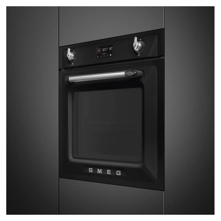 Духовой шкаф с пиролизом и паром 12 функций SMEG SOP6902S2PN Victoria 60 см, черный