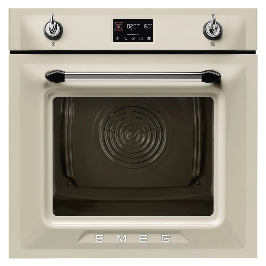 Духовой шкаф с пиролизом и паром 12 функций SMEG SOP6902S2PP Victoria 60 см, кремовый