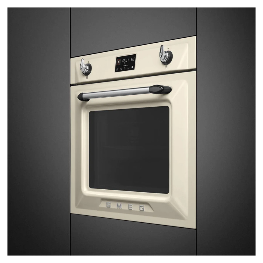 Духовой шкаф с пиролизом и паром 12 функций SMEG SOP6902S2PP Victoria 60 см, кремовый