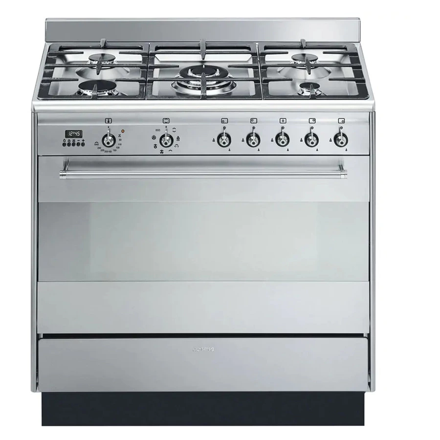 Отдельностоящий варочный центр газ-электро SMEG SUK91MFX9 90х60 см, сталь матовая