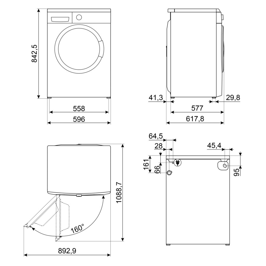 Стиральная машина до 10 кг SMEG WM3T04RU глубина 62,3 см, белая