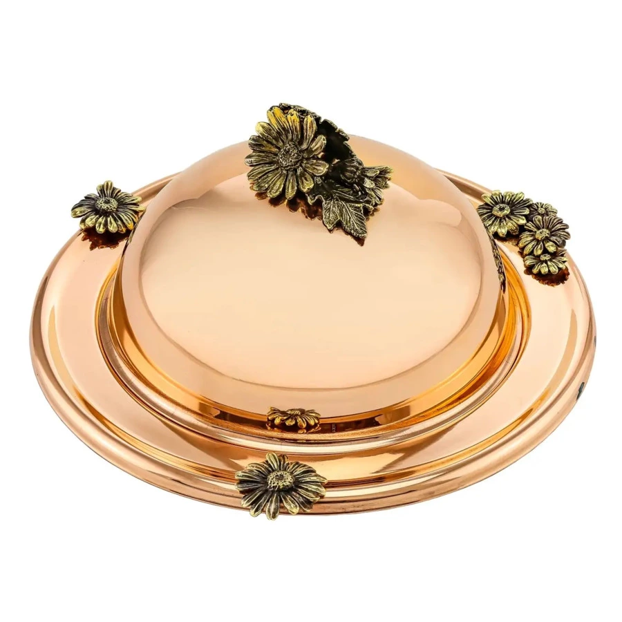 Масленка Кольчугинский мельхиор Ромашка 22,5х8,5 см, медь-Sale