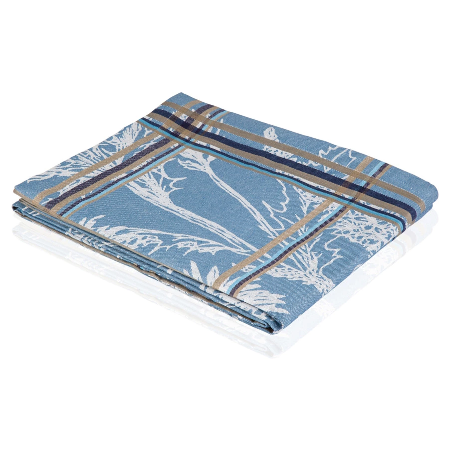 Скатерть прямоугольная Яковлевский Жаккард Старый Сад 150х250см синяя, полулен-Sale