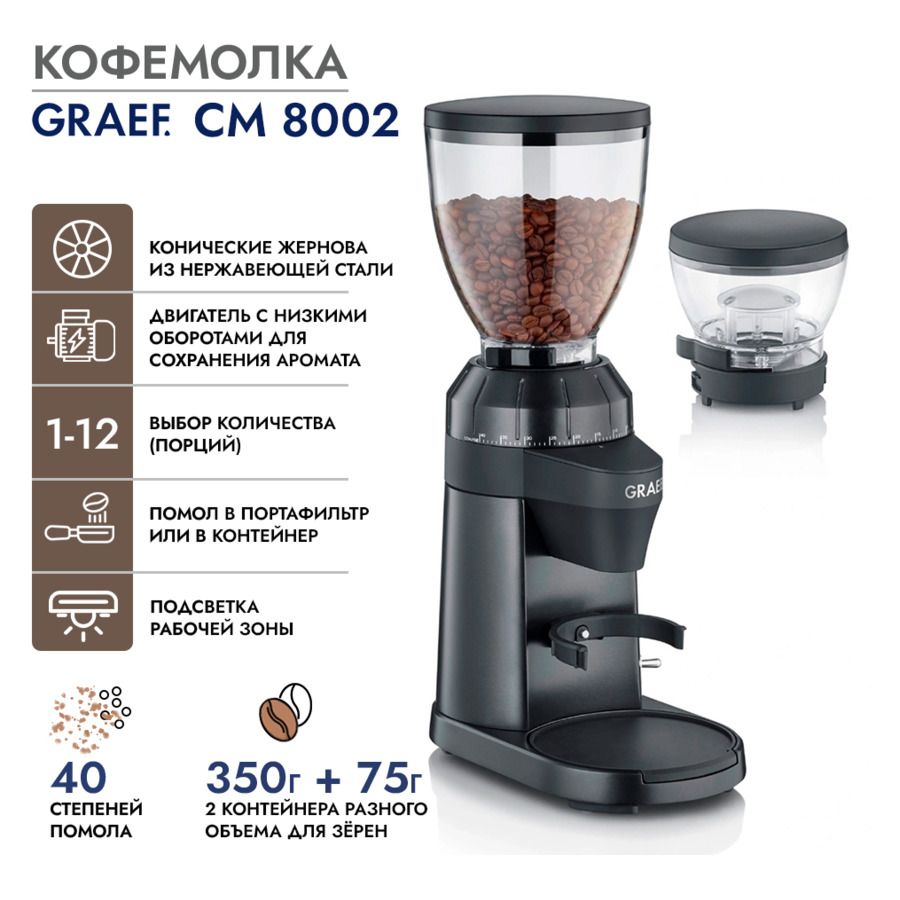 Кофемолка электрическая, 40 степеней помола GRAEF CM 8002