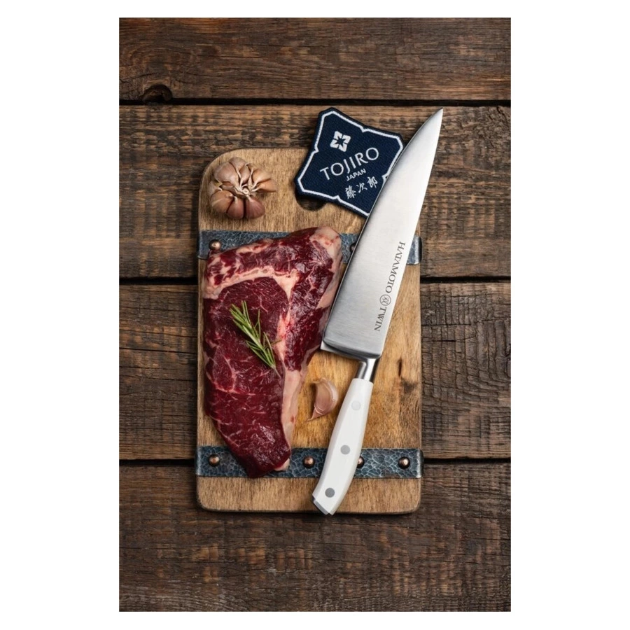 Нож поварской Шеф Hatamoto Twin 20 см, сталь AUS-8, рукоять PVC, заточка #8000