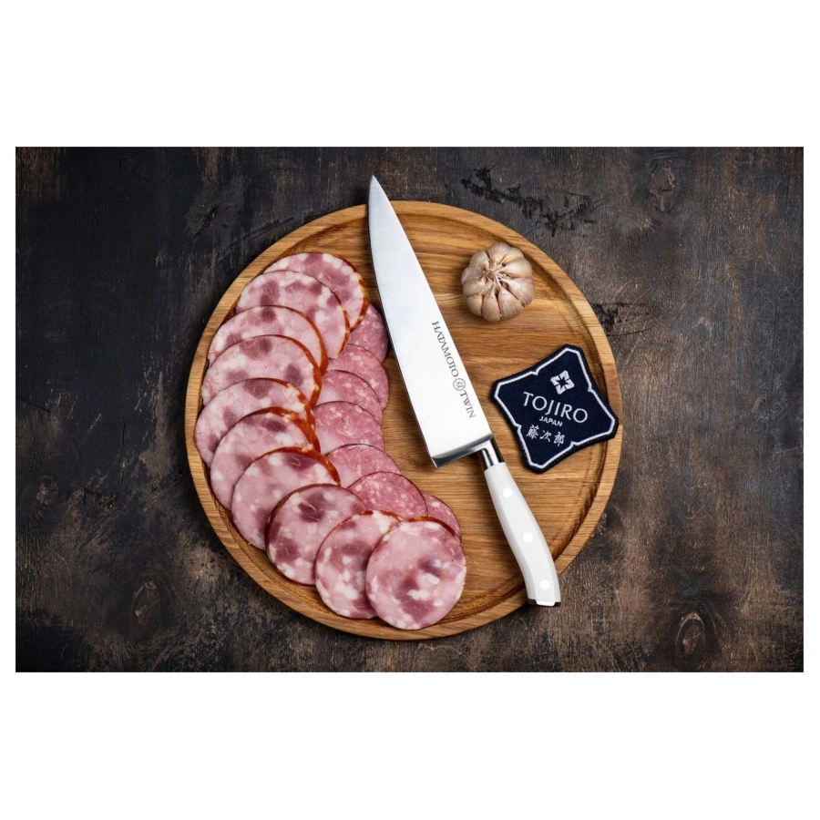 Нож поварской Шеф Hatamoto Twin 20 см, сталь AUS-8, рукоять PVC, заточка #8000