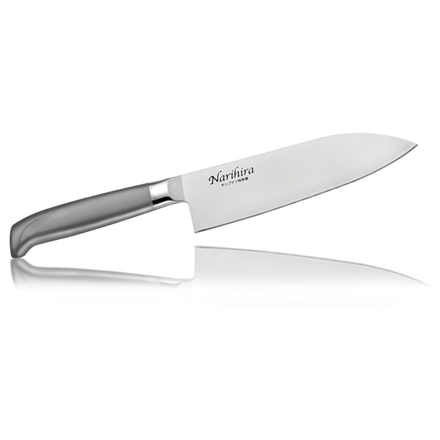 Нож японский шеф Сантоку Fuji Cutlery NARIHIRA 17 см, сталь Мо-V, рукоять сталь, заточка #5000