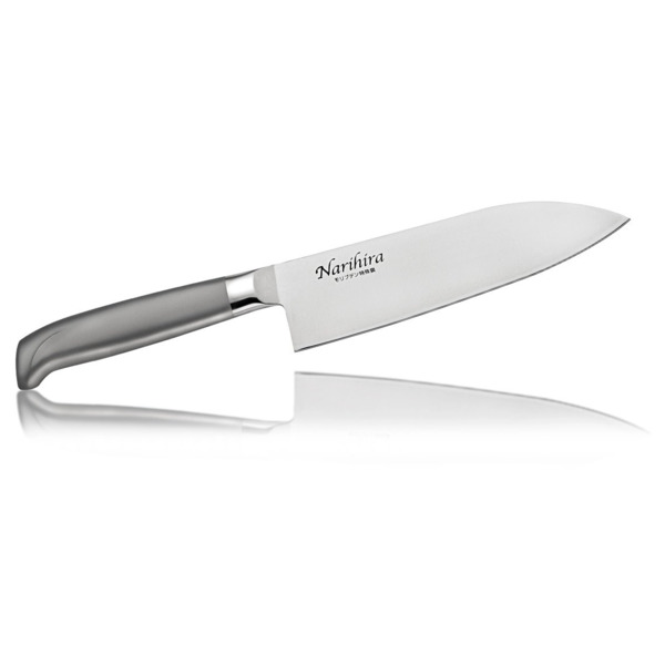 Нож японский шеф Сантоку Fuji Cutlery NARIHIRA 17 см, сталь Мо-V, рукоять сталь, заточка #5000