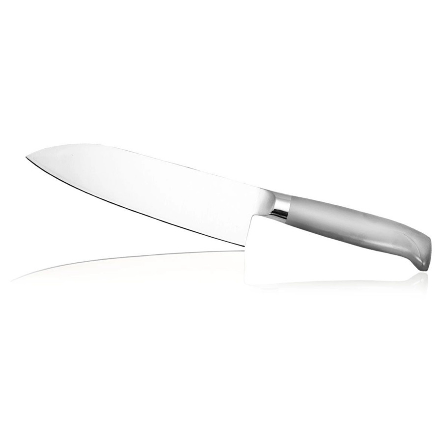 Нож японский шеф Сантоку Fuji Cutlery NARIHIRA 17 см, сталь Мо-V, рукоять сталь, заточка #5000