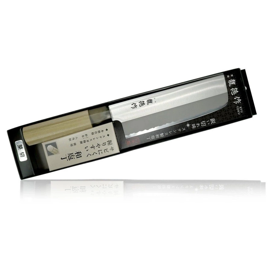 Нож овощной Накири Fuji Cutlery Ryutoku 16 см, сталь нержавеющая, рукоять магнолия, заточка #5000
