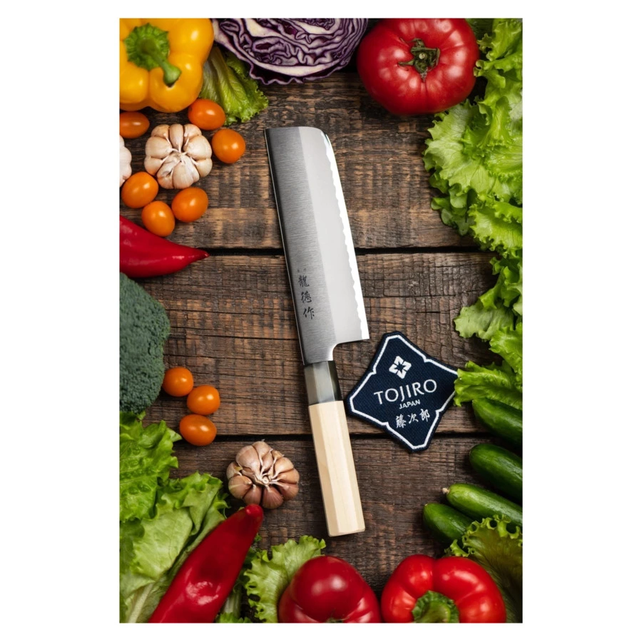 Нож овощной Накири Fuji Cutlery Ryutoku 16 см, сталь нержавеющая, рукоять магнолия, заточка #5000