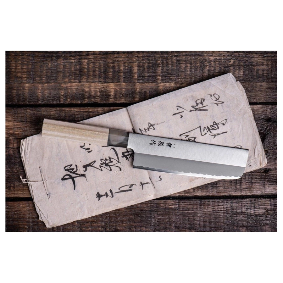 Нож овощной Накири Fuji Cutlery Ryutoku 16 см, сталь нержавеющая, рукоять магнолия, заточка #5000