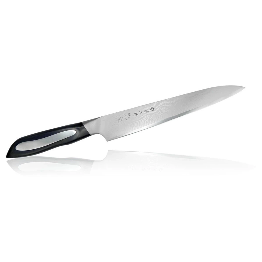 Нож для тонкой нарезки TOJIRO Flash 21 см, сталь VG10, 63 слоя, рукоять микарта, заточка #10000