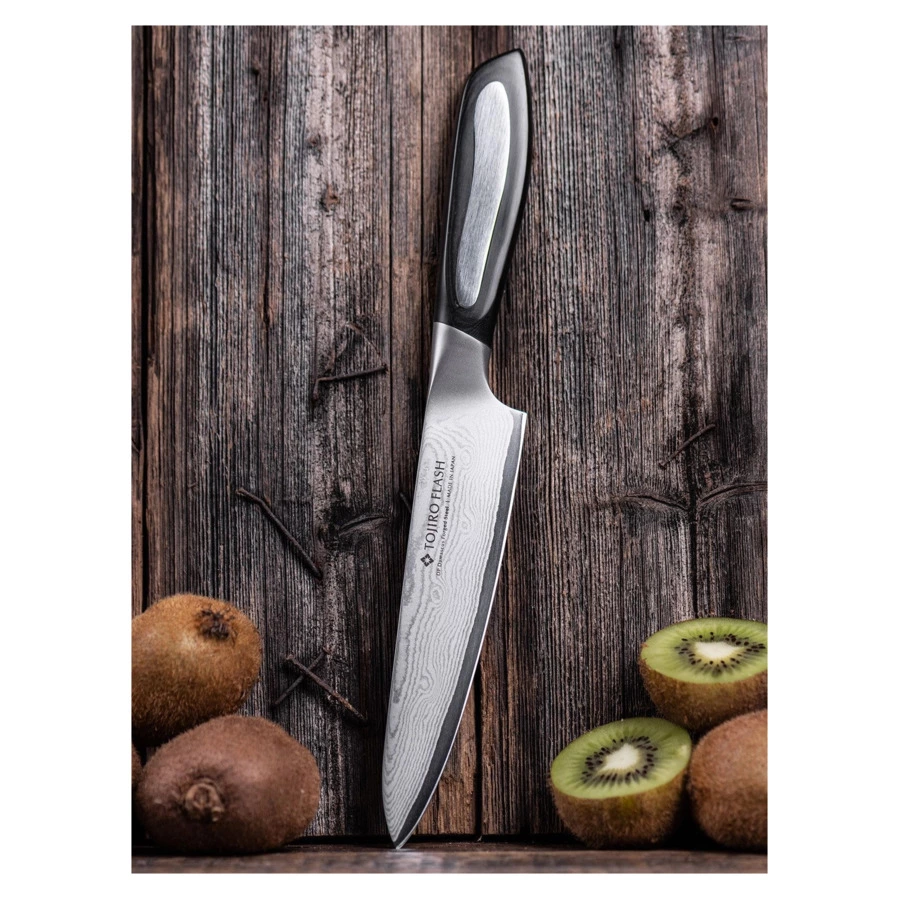 Нож поварской Шеф TOJIRO Flash 21 см, сталь VG10, 63 слоя, рукоять микарта, заточка #10000