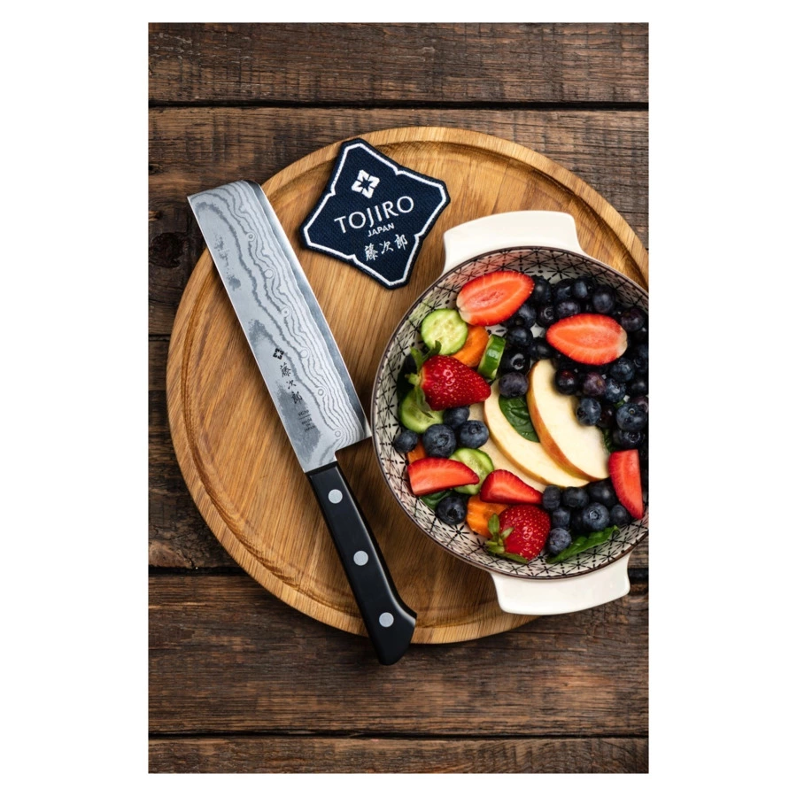 Нож овощной Накири TOJIRO Western 16,5 см, сталь VG10, 37 слоев, рукоять эко-древесина