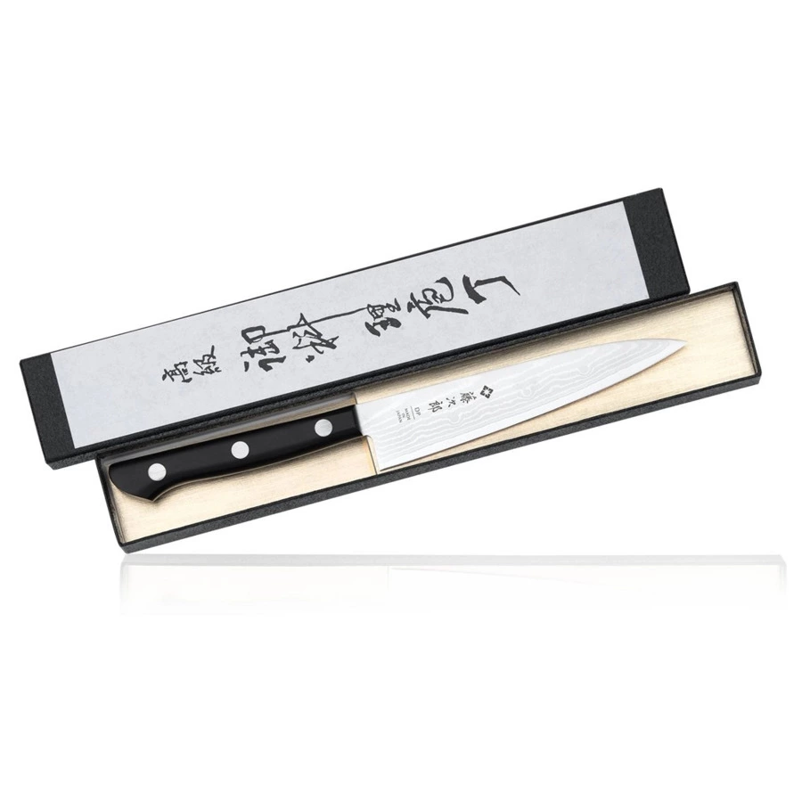 Нож универсальный TOJIRO Western 13,5 см, сталь VG10, 37 слоев, рукоять эко-древесина, заточка #8000