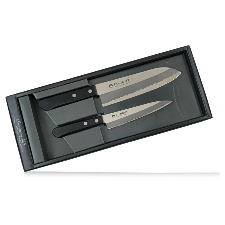 Набор ножей Fuji Cutlery Сантоку 16,5 см, универсальный 13,5 см, 2 шт, заточка #3000