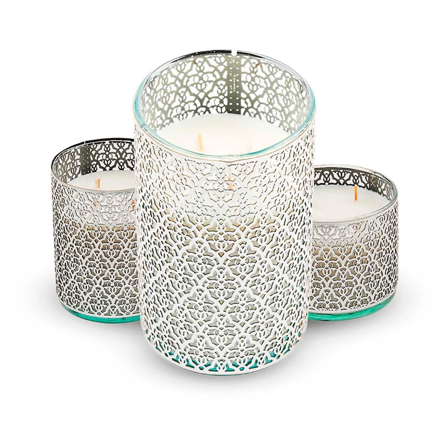 Свеча ароматическая ARABESQUE Oud 1050 г, серебряная