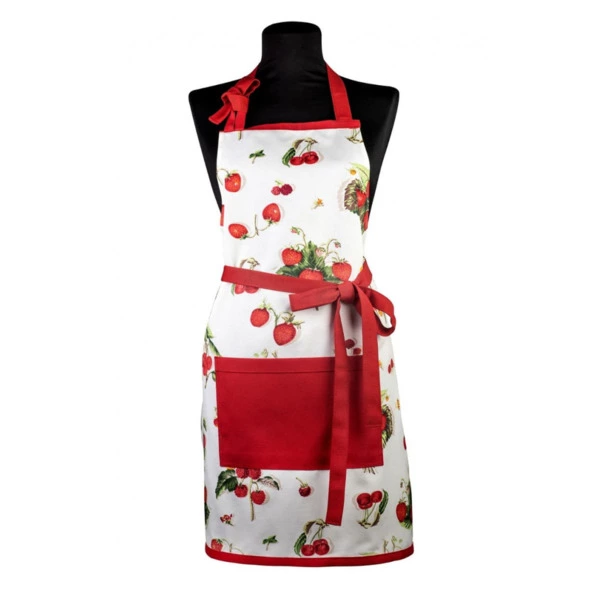 Фартук прямой с карманом Не в сервант Клубника 42-48 р, хлопок