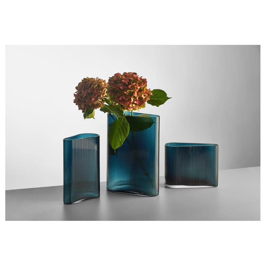 Ваза Nude Glass Туман 38 см, стекло хрустальное, бирюзовая