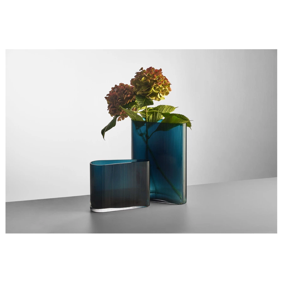 Ваза Nude Glass Туман 38 см, стекло хрустальное, бирюзовая