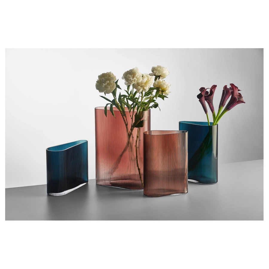 Ваза Nude Glass Туман 38 см, стекло хрустальное, бирюзовая