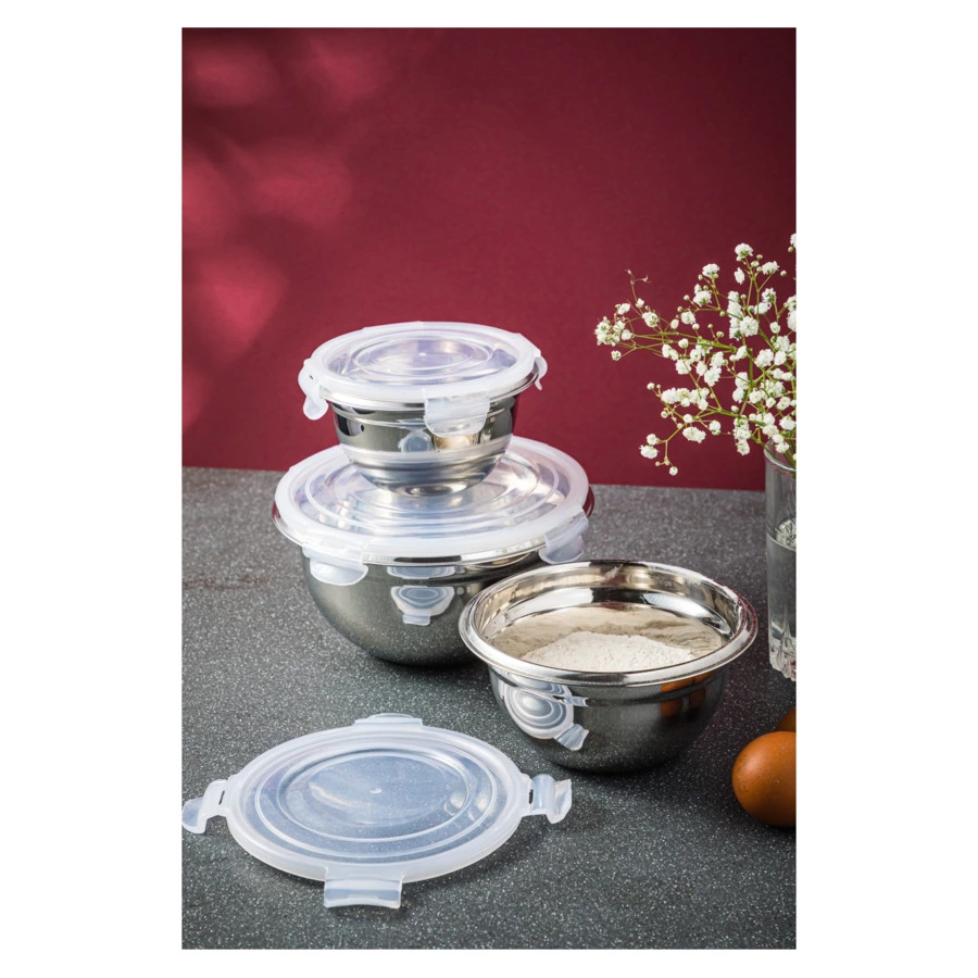 Набор трех мисок Weis 0,5-1л, сталь нержавеющая, пластик, п/к