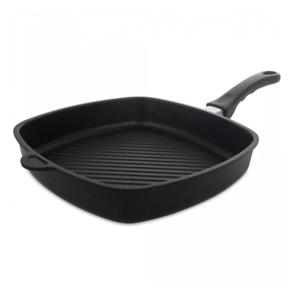 Сковорода гриль с фиксированной ручкой квадратная AMT Frying Pans Fix 28х28 см, алюминий-Sale