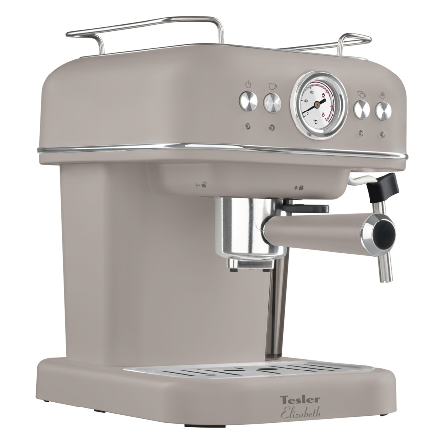 Кофеварка эспрессо рожковая TESLER ECM-245 SAND GREY 3 в 1, капучинатор, адаптер Nespresso