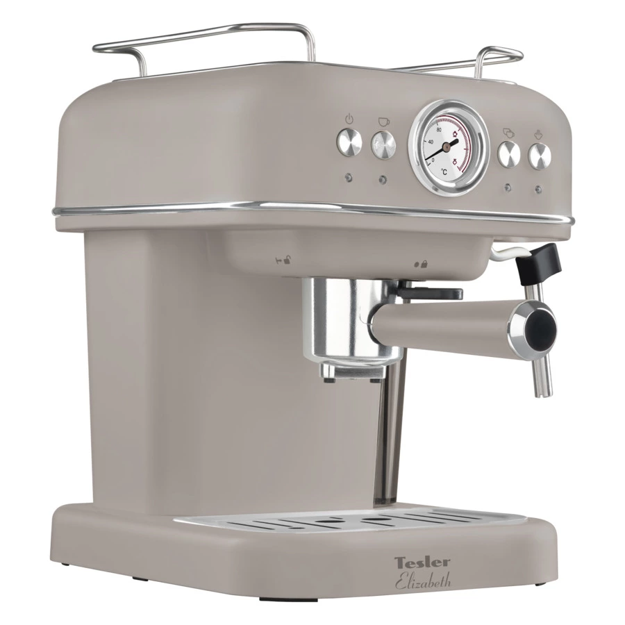 Кофеварка эспрессо рожковая TESLER ECM-245 SAND GREY 3 в 1, капучинатор, адаптер Nespresso, песочная