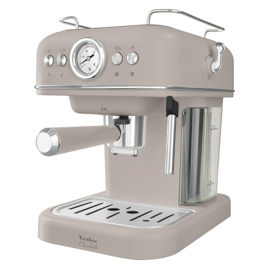 Кофеварка эспрессо рожковая TESLER ECM-245 SAND GREY 3 в 1, капучинатор, адаптер Nespresso