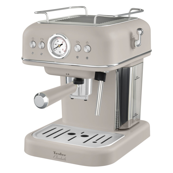 Кофеварка эспрессо рожковая TESLER ECM-245 SAND GREY 3 в 1, капучинатор, адаптер Nespresso