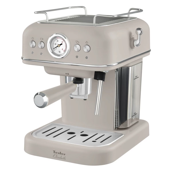 Кофеварка эспрессо рожковая TESLER ECM-245 SAND GREY 3 в 1, капучинатор, адаптер Nespresso, песочная