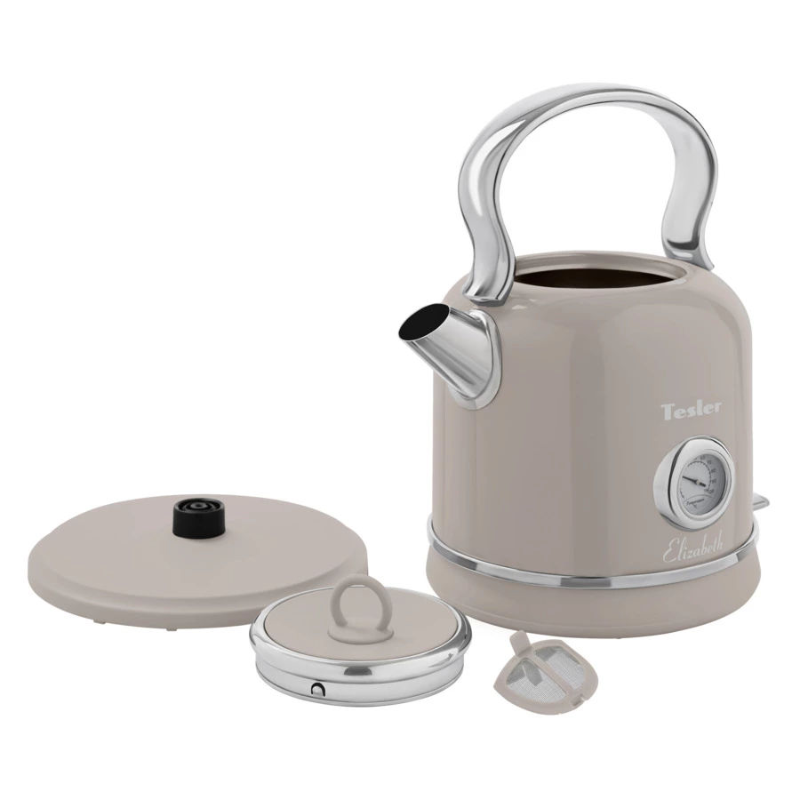 Чайник электрический TESLER Elizabeth KT-1745 SAND GREY 1,7 л, 2200 Вт, 24.3х18.5х28.5 см, песочный