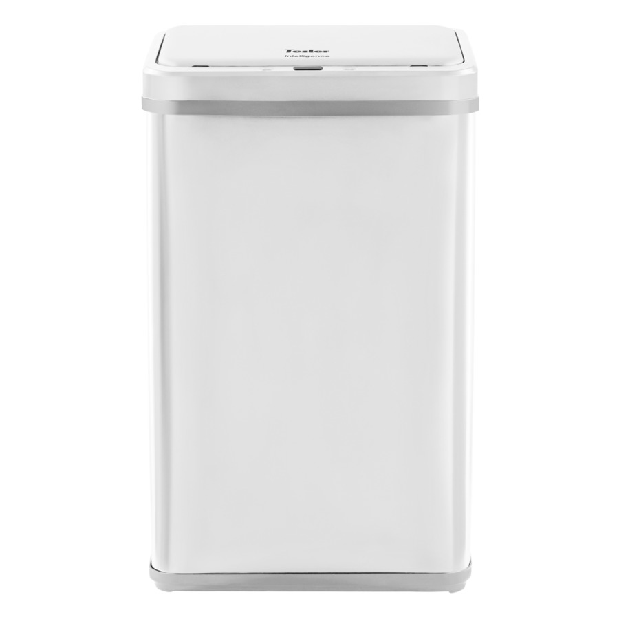 Ведро сенсорное для мусора TESLER STB-50F WHITE 50 л, 35,5х26х65,5 см, сталь нержавеющая, белое