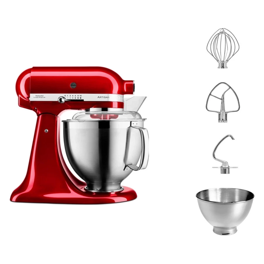 Миксер планетарный KitchenAid Artisan 4,8 л, 3 насадки, экран, чаша 3 л, 5KSM185PSECA, карам.яблоко